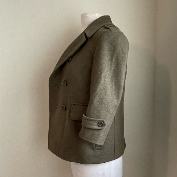 Gryphon New York Olive Shrunken Wool Pea Coat Double Breasted Size XS - Picture 3 of 12